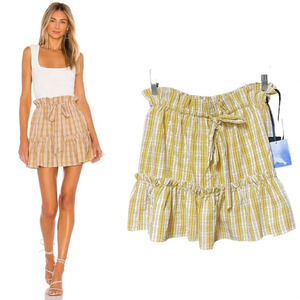 Majorelle Charlie Mini Skirt Yellow Plaid‎ Size Medium